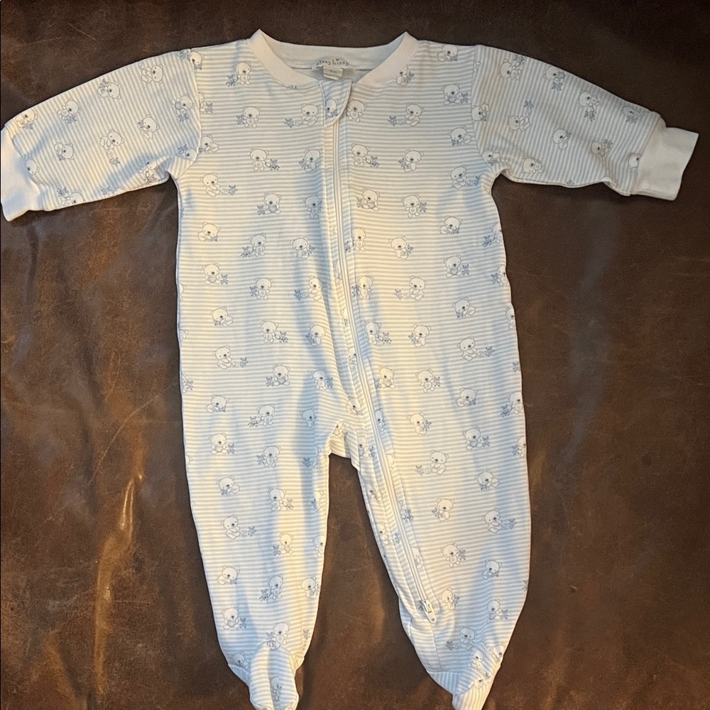 Kissy Kissy White and Blue Baby Footie